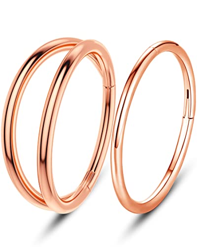 OUFER 16G 2pcs Helix Piercings Rosegold Chirurgenstahl Conch Piercing Ring Rook Tragus Daith Clicker Cartilage Earring Hoop Knorpel Ohrring Ohrpiercing Nasenring Körperschmuck 8mm von OUFER