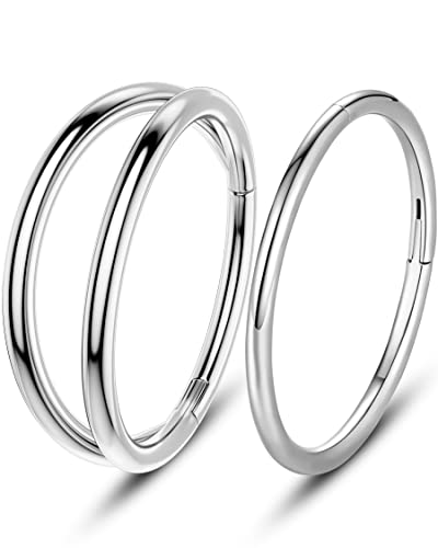 OUFER 16G 2pcs Piercings Helix Silber Chirurgenstahl Rook Tragus Conch Clicker Cartilage Earring Hoop Daith Knorpel Ohrring Ohrpiercing Nasenring Nase Nose Ring Körperschmuck 8 mm von OUFER