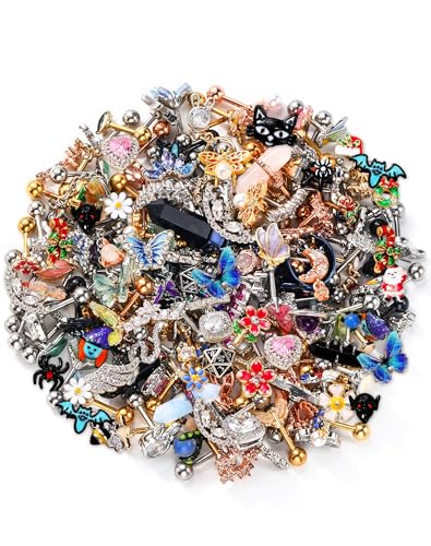 OUFER 16G 6PCS Zufällige Helix Ohrringe, 316L Edelstahl Knorpel Piercing Schmuck, Tragus Lippe Labret Daith Augenbrauen Ringe Schmuck, Forward Studs für Frauen 6 oder 8mm Bar von OUFER