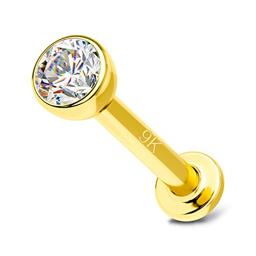 OUFER 16G 9K Gold Lippenpiercing 8 mm Lip Piercing Helix Stud Ear Conch Ring Labret Bar Medusa Monroe Ohrpiercing Knorpel Tragus Cartilage Earrings Schmuck Women Men von OUFER