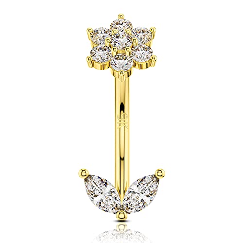 OUFER 16G 9ct Real Gold Rook Piercings Helix Ohrring Conch Piercing Ring Daith Ohr Tragus Stud Ohrringe Ohrpiercing Knorpel Frauen Schmuck von OUFER