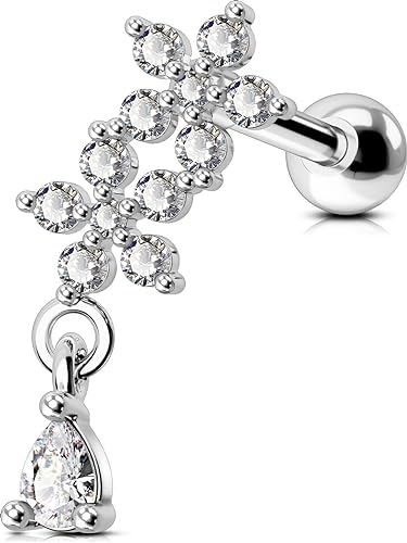 OUFER 16G Dangle Helix Piercings Chirurgenstahl Conch Ring Tragus Studs Blume knorpel Ohrpiercing Ohrring CZ Gold Silber Cartilage Earring Ohr Lobe Schmuck von OUFER