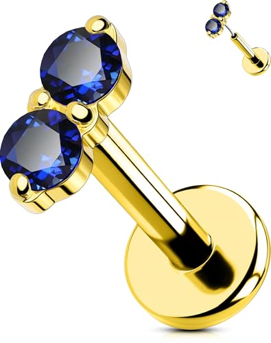 OUFER 16G Gold Helix Piercing 316L-Chirurgenstahll Threadless Earring Blau CZ Knorpel Ohrpiercing 8 mm Conch Piercing Ohrpiercing Helix Tragus Piercing Helix Ohrringe von OUFER