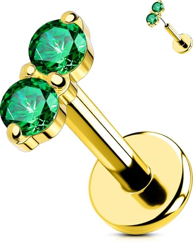 OUFER 16G Gold Helix Piercing 316L-Chirurgenstahll Threadless Earring Grün CZ Knorpel Ohrpiercing 8 mm Conch Piercing Ohrpiercing Helix Tragus Piercing Helix Ohrringe von OUFER