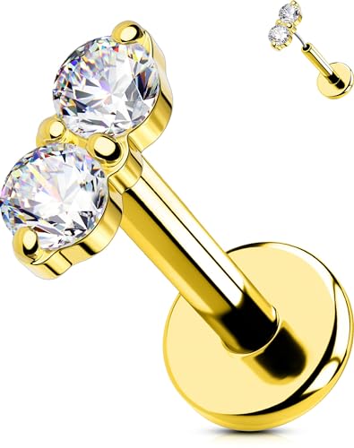 OUFER 16G Gold Helix Piercing 316L-Chirurgenstahll Threadless Earring Klar CZ Knorpel Ohrpiercing 6 mm Conch Piercing Ohrpiercing Helix Tragus Piercing Helix Ohrringe von OUFER