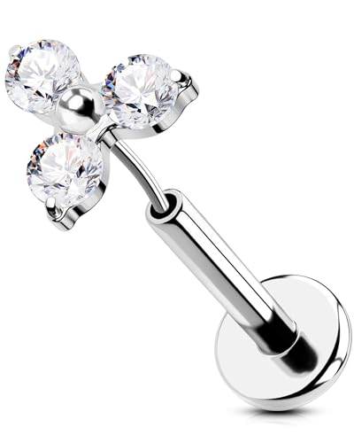 OUFER 16G Helix Earring 316L-Chirurgenstahl Threadless Earring Klar CZ Conch Piercing 6 mm Helix Ring Knorpel Ohrpiercing Helix Ohrringe Tragus Piercing Helix Ohrring von OUFER