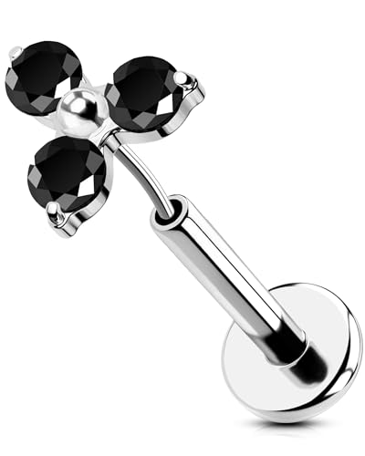 OUFER 16G Helix Earring 316L-Chirurgenstahl Threadless Earring Schwarz CZ Conch Piercing 6 mm Helix Ring Knorpel Ohrpiercing Helix Ohrringe Tragus Piercing Helix Ohrring von OUFER