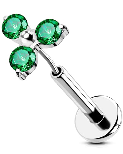 OUFER 16G Helix Earring 316L-Chirurgenstahll Threadless Earring Grün CZ Conch Piercing 8 mm Helix Ring Knorpel Ohrpiercing Helix Ohrringe Tragus Piercing Helix Ohrring von OUFER