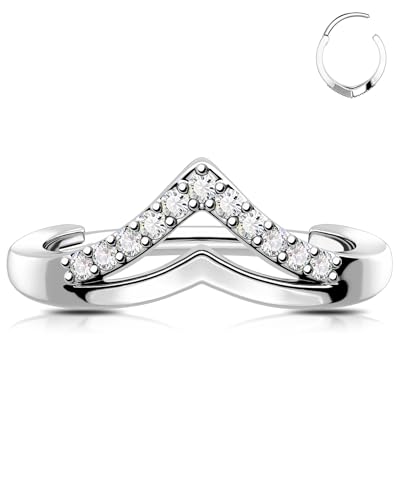 OUFER 16G Helix Piercing Chirurgenstahl 316L Knorpel Ohrpiercing Transparente CZ Silber Daith Ring Vförmig Septum Conch Clicker Cartilage Ohrringe Frauen 8 mm OUFER 16G Helix Piercing Chirurgenstahl 316L Knorpel Ohrpiercing Transparente CZ Silber Daith Ring Vförmig Septum Conch Clicker Cartilage Ohrringe Frauen 8 mm von OUFER