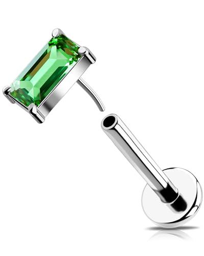 OUFER 16G Helix Piercing Threadless Push in Chirurgenstahl 316L Knorpel Ohrpiercing Transparenten Rechteck CZ Tragus Conch Schmuck Lip Stud für Damen 8 mm von OUFER