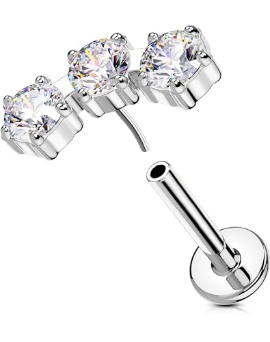 OUFER 16G Helix Piercing Threadless Push in Knorpel Ohrpiercing Transparente CZ Tragus Earring Chirurgenstahl 316L Conch Lobe Lip Stud für Frauen 6 mm von OUFER