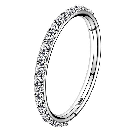 OUFER 16G Knorpel Ohrpiercing Chirurgenstahl 316L Zirkonium Helix Daith Conch Piercing Schmuck Silber Nasenpiercing Klicker Hoop Lippenpiercing Gelenksegment Frauen Männer 8 mm von OUFER
