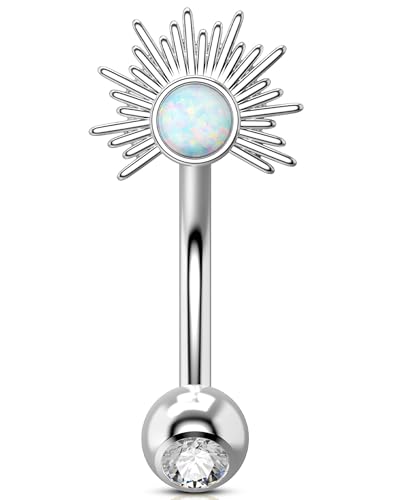OUFER 16G Rook Piercing Chirurgenstahl 316L Knorpel Curved Barbell Runder Opal Knorpel Ohrpiercing 8 mm Helix Ring für Damen Eyebrow Bar OUFER 16G Rook Piercing Chirurgenstahl 316L Knorpel Curved Barbell Runder Opal Knorpel Ohrpiercing 8 mm Helix Ring für Damen Eyebrow Bar von OUFER