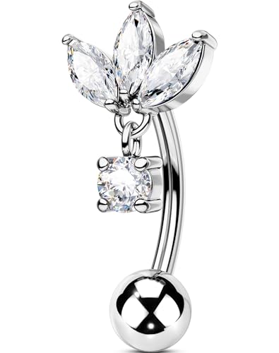 OUFER 16G Rook Piercing Schmuck Daith Helix Earring Innengewinde Knorpel CZ Eyebrow Vertikal Labret Lip Bars Conch Ring Silber Curved Barbell 316L Chirurgenstahl Tragus Damen 8 mm von OUFER