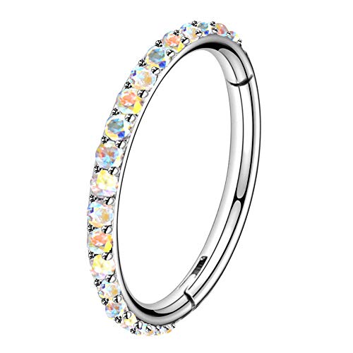 OUFER 16G Rostfreier Stahl Knorpel Ohrringe Fünf Petal Clear CZ Blume Tragus Helix Earrings Knorpel Ohrstecker AB-16G-6mm von OUFER