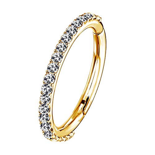 OUFER 16G Rostfreier Stahl Knorpel Ohrringe Fünf Petal Clear CZ Blume Tragus Helix Earrings Knorpel Ohrstecker Gold 10mm von OUFER