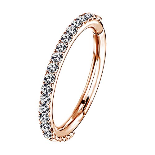 OUFER 16G Rostfreier Stahl Knorpel Ohrringe Fünf Petal Clear CZ Blume Tragus Helix Earrings Knorpel Ohrstecker rose gold 10 von OUFER