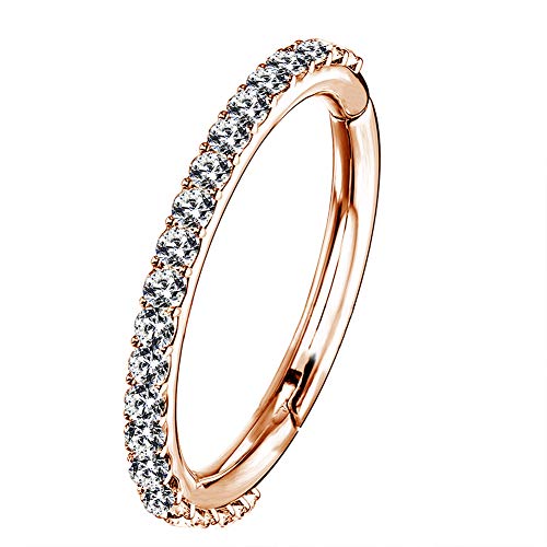 OUFER 16G Rostfreier Stahl Knorpel Ohrringe Fünf Petal Clear CZ Blume Tragus Helix Earrings Knorpel Ohrstecker rose gold 8mm von OUFER