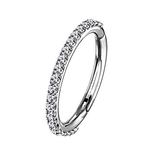 OUFER 16G Rostfreier Stahl Knorpel Ohrringe Fünf Petal Clear CZ Blume Tragus Helix Earrings Knorpel Ohrstecker steel-18G-8mm von OUFER