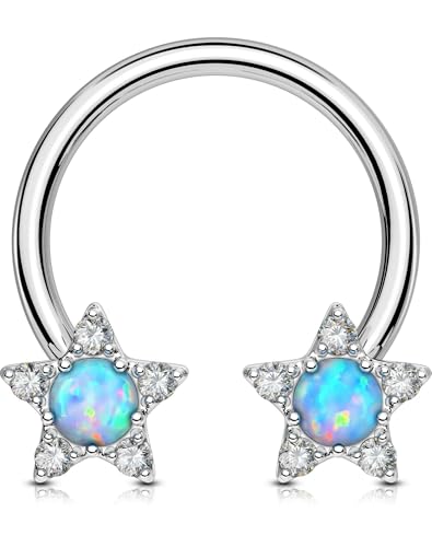 OUFER 16G Stern Septum Jewelry 316L-Edelstahl Ohrpiercing Daith Klar Runder CZ Opal Helix Piercing Conch Earring Körperpiercing für Damen 10 mm von OUFER