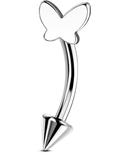 OUFER 16G Titan G23 Schmetterling Rook Piercing Schmuck Innengewinde Daith Helix Earring Knorpel CZ Eyebrow Vertikal Labret Lip Bars Conch Ring Curved Barbell Tragus Damen 8 mm von OUFER