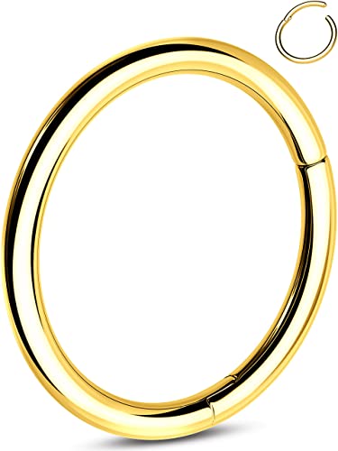 OUFER 18G 1.0mm Nasenpiercing Titan Gold Nasenring Nasen Helix Piercing Hoop Nase Nostril Stecker Nasenstecker Schmuck Rook Tragus Conch Daith Earring Frauen Männer 12mm von OUFER