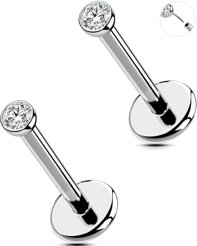 OUFER 18G 2PCS Nasenpiercing Chirurgenstahl 316L Nasen Piercing Threadless Knorpel Ohrpiercing Tragus Ring Klar 2 mm CZ Helix Earring für Damen 6 mm Lip Stud OUFER 18G 2PCS Nasenpiercing Chirurgenstahl 316L Nasen Piercing Threadless Knorpel Ohrpiercing Tragus Ring Klar 2 mm CZ Helix Earring für Damen 6 mm Lip Stud von OUFER