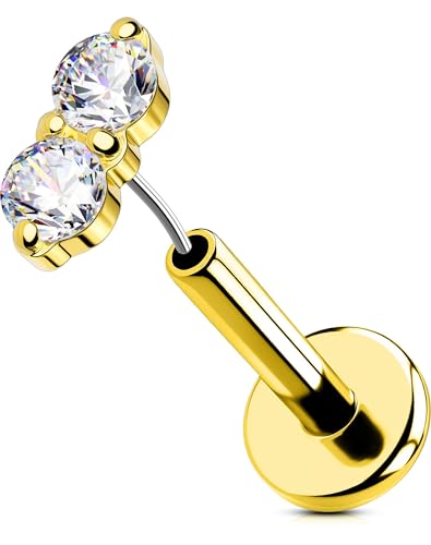 OUFER 18G Nasen Piercing Nas 316L-Chirurgenstahll Threadless Nose Ring Klar CZ Helix Earring für Frauen 6 mm Lip Stud Conch Piercing von OUFER