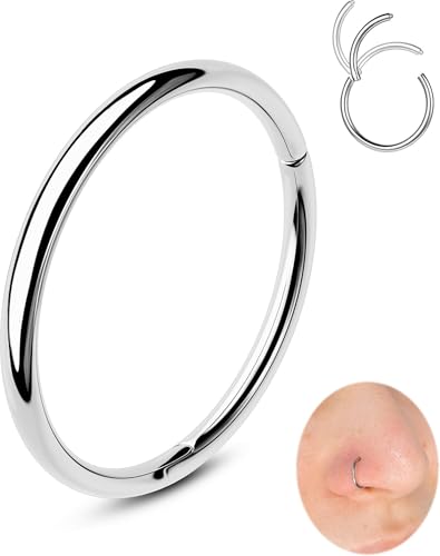 OUFER 18g Nasenring Edelstahl 316L Nasen Hoop Scharnier Segment Nase Piercing Knorpel Helix Treagusschuhe Ohrring Piercing Schmuck für Frauen 9 mm von OUFER