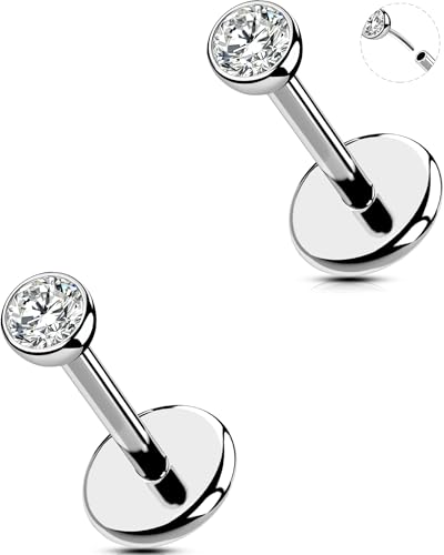 OUFER 20G 2PCS Nasenpiercing Chirurgenstahl 316L Nasen Piercing Threadless Knorpel Ohrpiercing Tragus Ring Klar 2 mm CZ Helix Earring für Damen 8 mm Lip Stud OUFER 20G 2PCS Nasenpiercing Chirurgenstahl 316L Nasen Piercing Threadless Knorpel Ohrpiercing Tragus Ring Klar 2 mm CZ Helix Earring für Damen 8 mm Lip Stud von OUFER