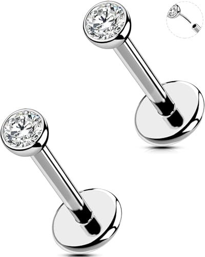 OUFER 20G 2PCS Nasenpiercing Chirurgenstahl 316L Nasen Piercing Threadless Knorpel Ohrpiercing Tragus Ring Klar 2.5 mm CZ Helix Earring für Damen 10 mm Lip Stud OUFER 20G 2PCS Nasenpiercing Chirurgenstahl 316L Nasen Piercing Threadless Knorpel Ohrpiercing Tragus Ring Klar 2.5 mm CZ Helix Earring für Damen 10 mm Lip Stud von OUFER