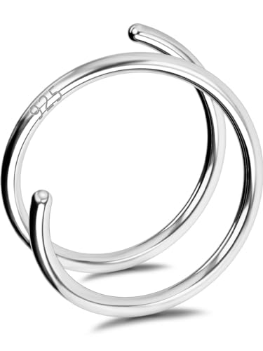 OUFER 20G 8mm Nasenpiercing Silber 925 Double Hoop Nose Ring Nasenring Spiral Nasen Piercing Nase Stud Nostril Stecker Nasenstecker Schmuck Nose Earring Frauen Männer Gift (Cut-Wire Silver) von OUFER