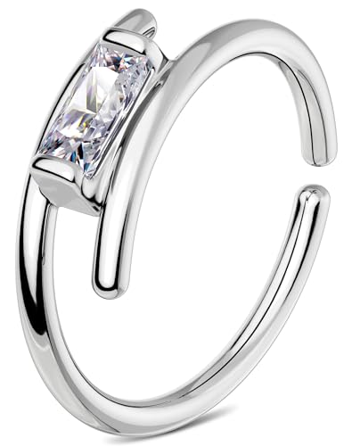 OUFER 20G Doppelt Nasenpiercing 8 mm Piercing Nase Klar CZ Nasenring Seamless Open Knorpel Ohrpiercing Helix Lobe Piercing Nostril Piercing Ring Frauen von OUFER