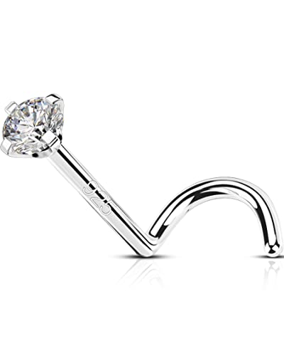 OUFER 20G Nasenpiercing Silber 925 Nose Ring S Form Nasenring 2mm CZ Nasen Piercing Nase Stud Nostril Stecker Nasenstecker Schmuck Nose Earring Frauen Männer von OUFER