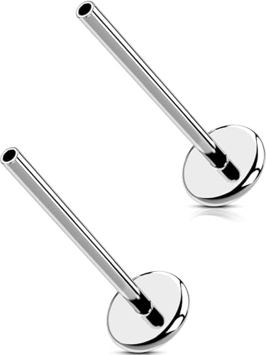 OUFER 2PCS 20G Threadless Post Titan G23 Ersatz Bar für Flat Back Ohrring Tragus Stud Conch Lobe Lip Ring Piercing Schmuck für Frauen 6 mm von OUFER