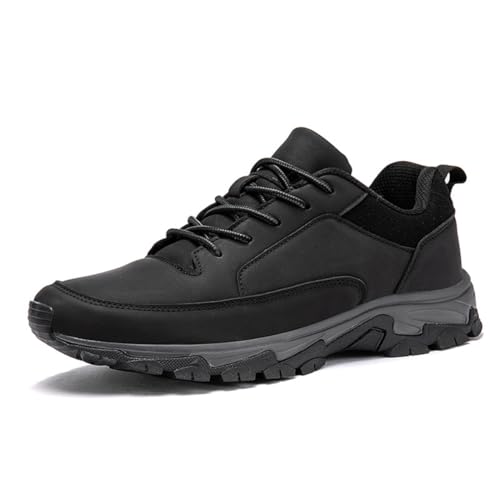OUGEHOT Bestofoot Herrenschuhe, Bestofoot Herren Bequeme Leder Turnschuhe, Bestofoot Orthopädische Herren Turnschuhe Mit Bogenstütze (Schwarz,42) von OUGEHOT