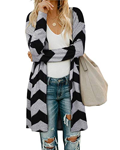 OUGES Strickjacken füR Damen Lang Cardigan Elegante Leicht Strickjacke Herbst Strickjackenpullover mit Taschen XL von OUGES