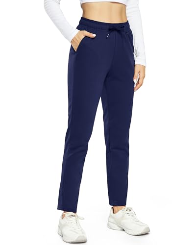 OUGES Damen Jogginghose Yoga Hose Baumwolle Sporthose Lang Freizeithose Trainingshose mit Taschen für Frauen(Blau,XXL) von OUGES