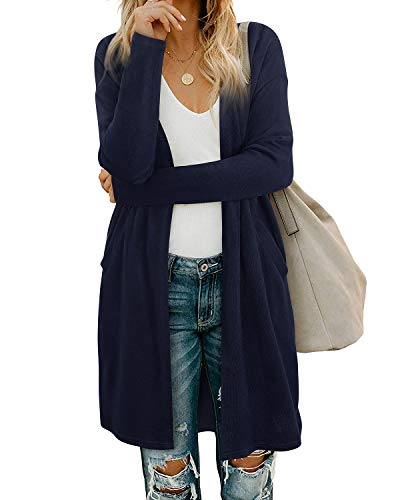 OUGES Strickjacken füR Damen Lang Cardigan Elegante Leicht Strickjacke Herbst Strickjackenpullover mit Taschen XXL von OUGES