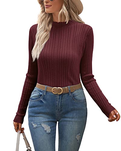 OUGES Rollkragenpullover Damen Pullover Langarmshirt Winterpullover Turtleneck Pulli Herbst Winter Strickpullover Oberteile von OUGES