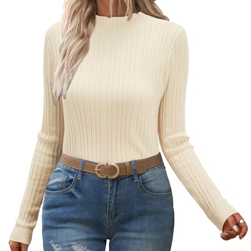 OUGES Rollkragenpullover Damen Pullover Langarmshirt Winterpullover Turtleneck Pulli Herbst Winter Strickpullover Oberteile von OUGES