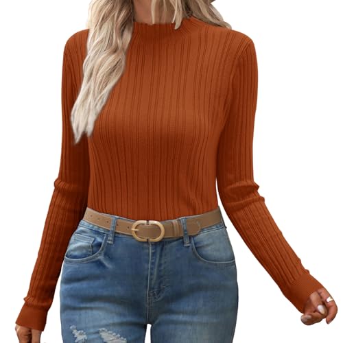 OUGES Rollkragenpullover Damen Pullover Langarmshirt Winterpullover Turtleneck Pulli Herbst Winter Strickpullover Oberteile von OUGES