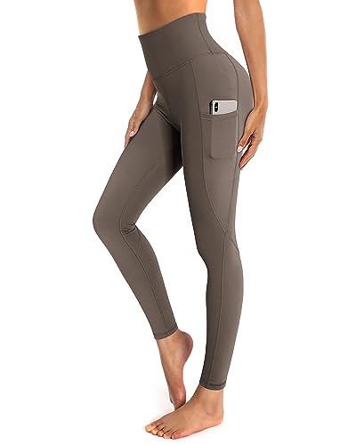 OUGES Damen Sport Leggings High Waist Leggins Yogahose Blickdichte Sporthose mit Taschen (Grau-01,S) von OUGES