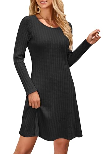 OUGES Damen Umstandskleid Festlich Winter Rundhals Stillkleid Langarm Leichtes Schwangerschaft Kleid Kurz-S von OUGES