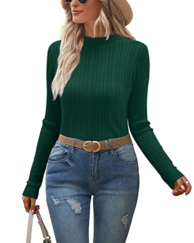 OUGES Rollkragenpullover Damen Pullover Langarmshirt Winterpullover Turtleneck Pulli Herbst Winter Strickpullover Oberteile von OUGES