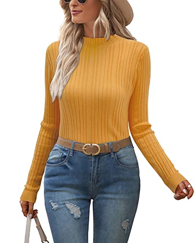 OUGES Rollkragenpullover Damen Pullover Langarmshirt Winterpullover Turtleneck Pulli Herbst Winter Strickpullover Oberteile von OUGES