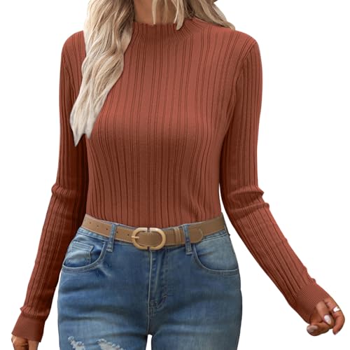 OUGES Rollkragenpullover Damen Pullover Langarmshirt Winterpullover Turtleneck Pulli Herbst Winter Strickpullover Oberteile von OUGES