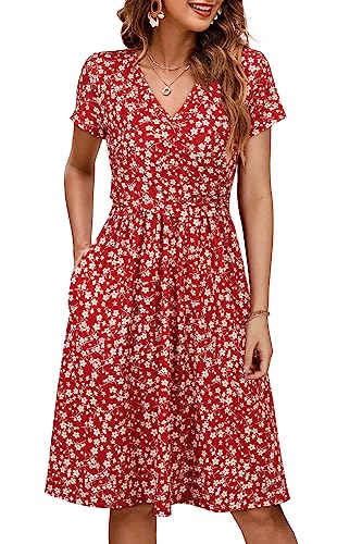 OUGES Sommer Damen Stillkleid V-Ausschnitt Umstandskleid Festlich 2025 Mode Midikleid mit Taschen -L OUGES Sommer Damen Stillkleid V-Ausschnitt Umstandskleid Festlich 2025 Mode Midikleid mit Taschen -L von OUGES