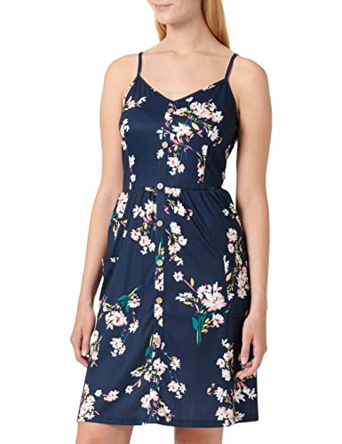 OUGES Sommerkleid Damen V-Ausschnitt Ärmellos Kleider Spaghettiträger Knielang Blumenmuster Freizeitkleid Knopfleiste Kleid mit Taschen(Floral08,S) von OUGES