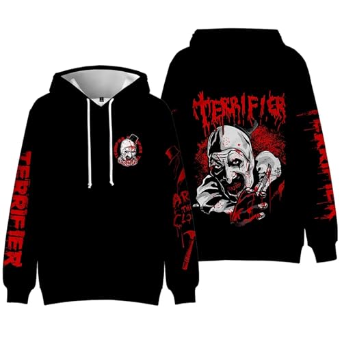 OUHZNUX 3D Lustiger Hoodie Terriifier Halloween Druck Kinder Pullover Winter Damen/Herren Halloween Cosplay Sweatshirt XS-3XL-A||XS von OUHZNUX